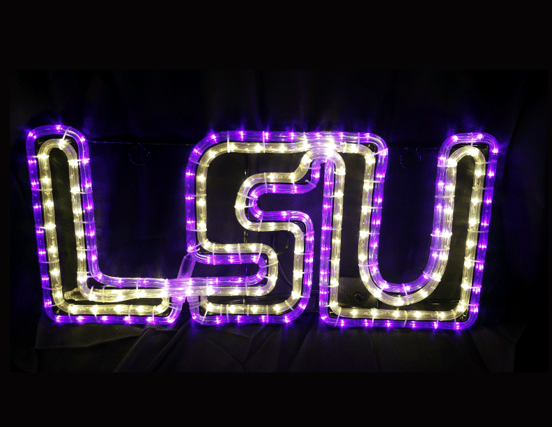 LSU Louisiana State University logo lights